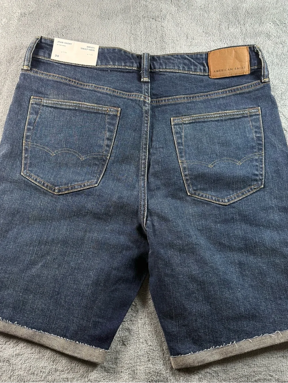 American Eagle Airflex+ Tencel Fibers Jean Short Mens 30 ATK Distressed 8” NWT
